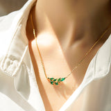 2 Ctw Marquise Emerald Olive Branch Necklace Pendant