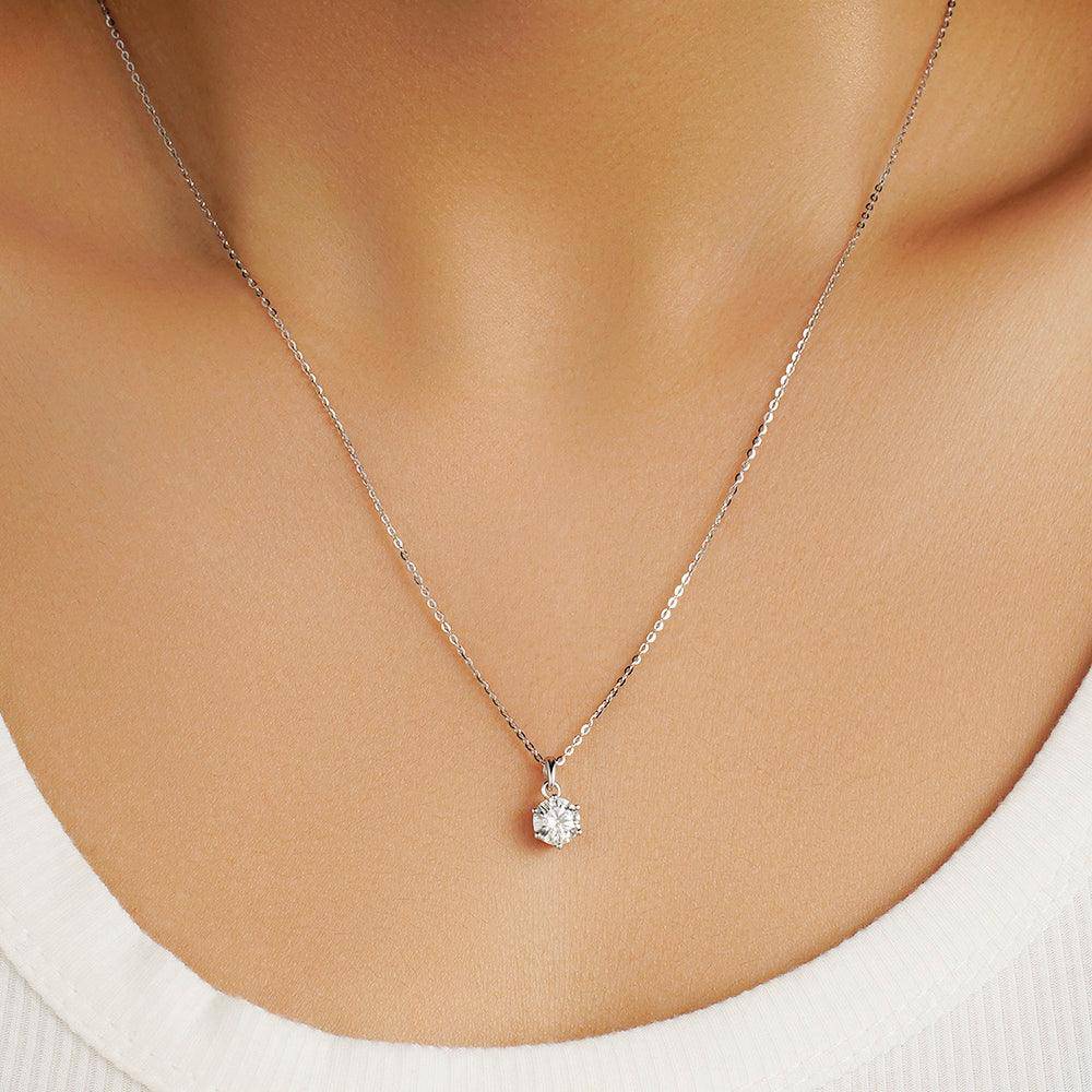 1 CT. Round Solitaire Diamond Pendant Necklace - MSBLUE Jewelry