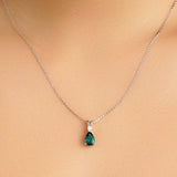 1.7 CT. Pear Shaped Emerald Solitaire Pendant with White Sapphire