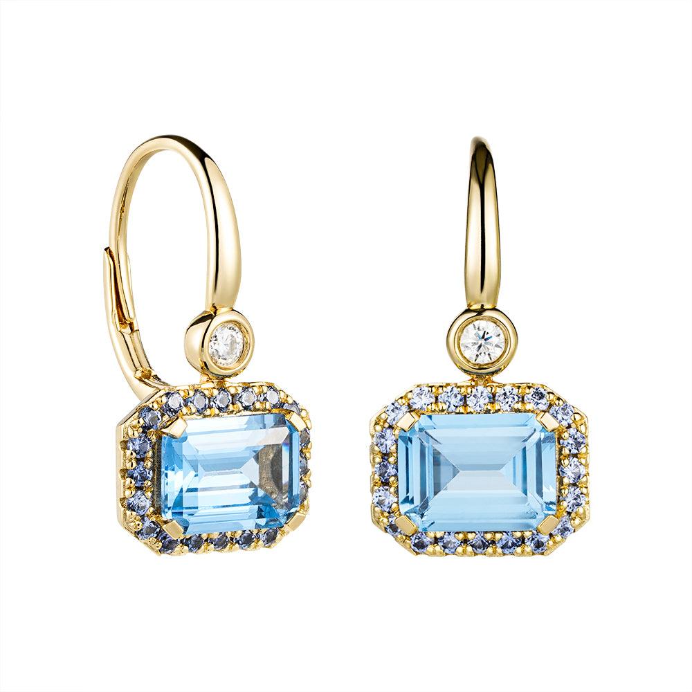 "Seaside Serenity Defender" Aquamarine and Sapphire Earrings - MSBLUE JEWELRY