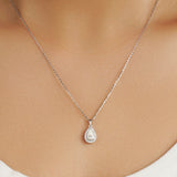 1 CT. Halo Pear Pendant Diamond Necklace