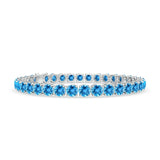 Natural Swiss Blue Topaz Tennis Bracelet