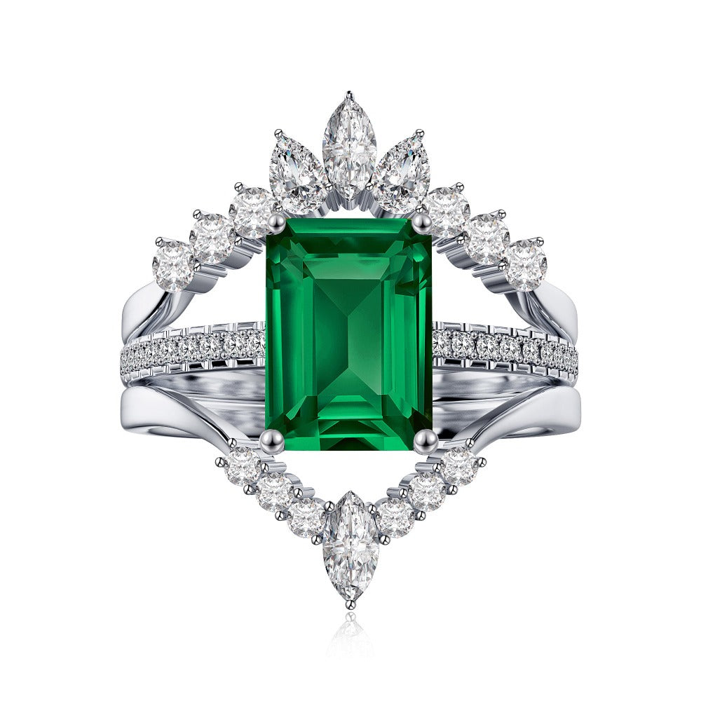 2 CT. Unique Design Lab Grown Emerald Bridal Sets
