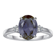 2 CT. Perfect Fit Three Stone Oval Lab Grown Alexandrite Ring