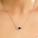 1.28 CT. Blue Sapphire and White Sapphire Evil Eye Necklace