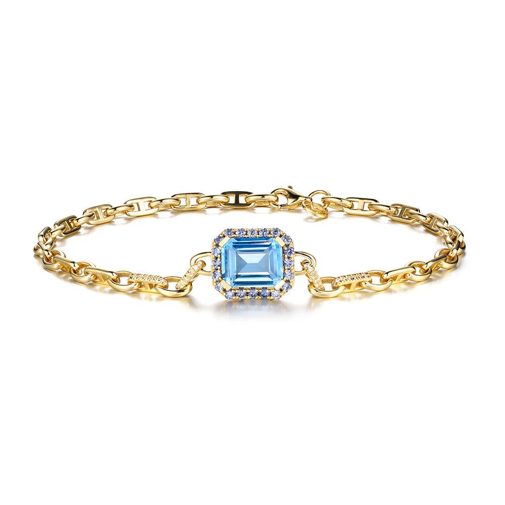 "Aqua Earth Conservation Champion" Aquamarine and Sapphire Bracelet - MSBLUE JEWELRY