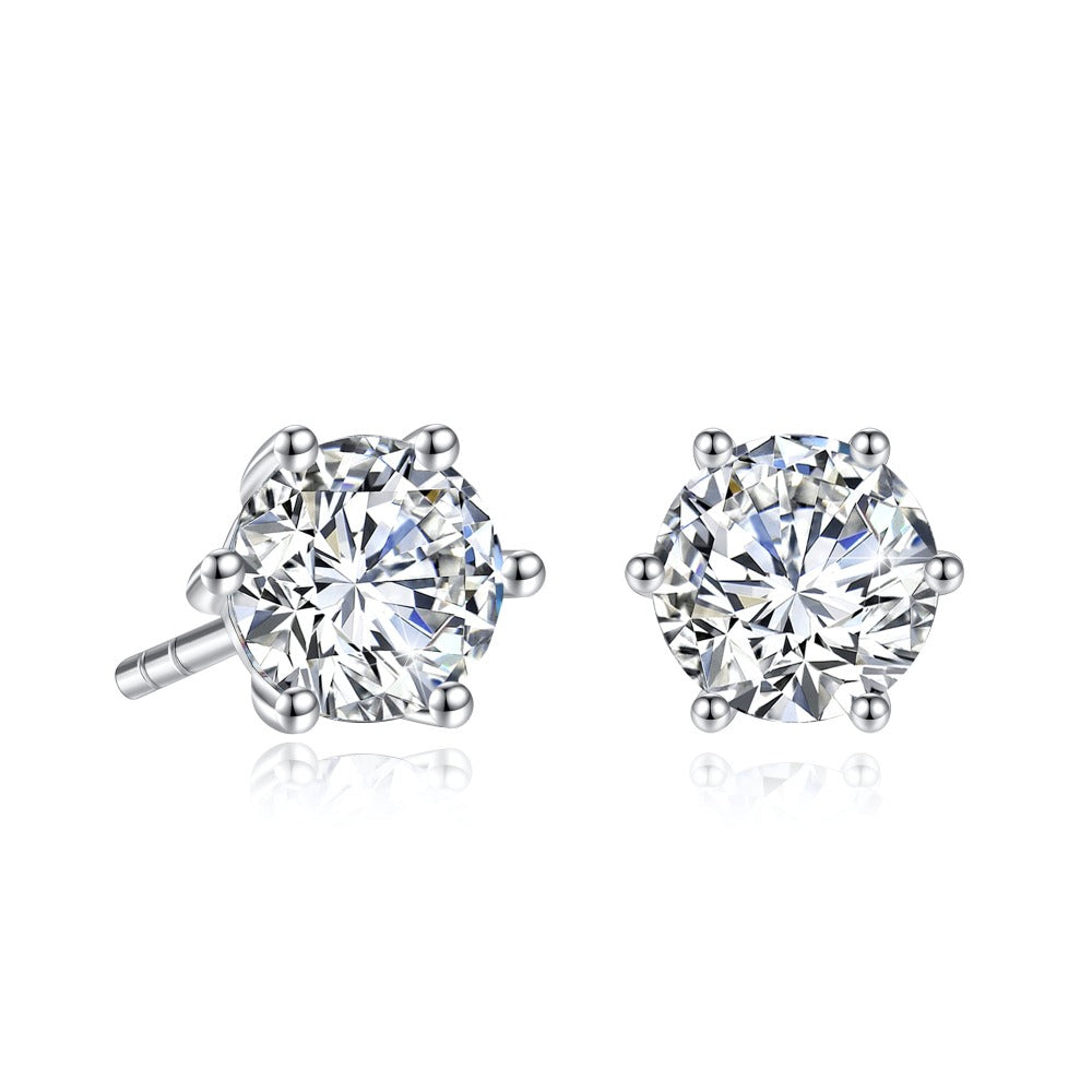 1 CT. Classic Six-Prong Round Moissanite Stud Earrings