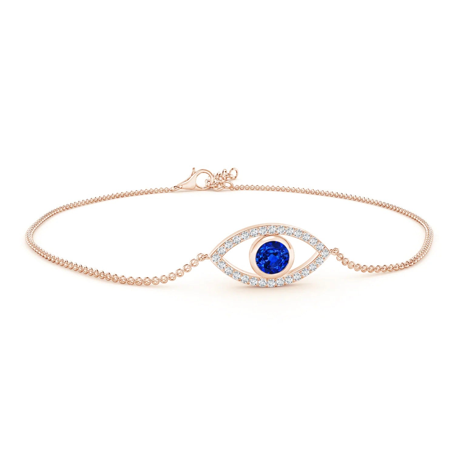 Lab-Grown Sapphire and Moissanite Evil Eye Bracelet