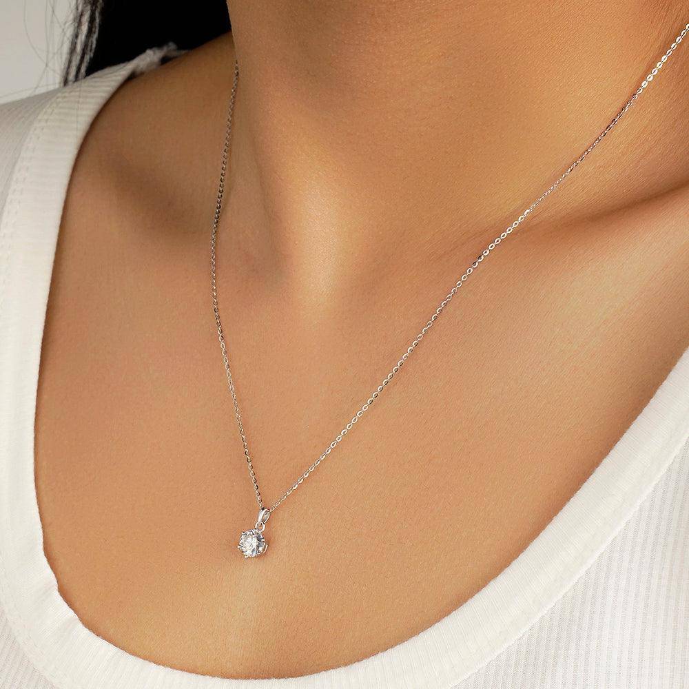 1 CT. Round Solitaire Diamond Pendant Necklace - MSBLUE Jewelry