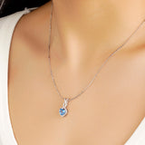 1.05 CT. Aquamarine Infinity Heart Pendant with Diamonds