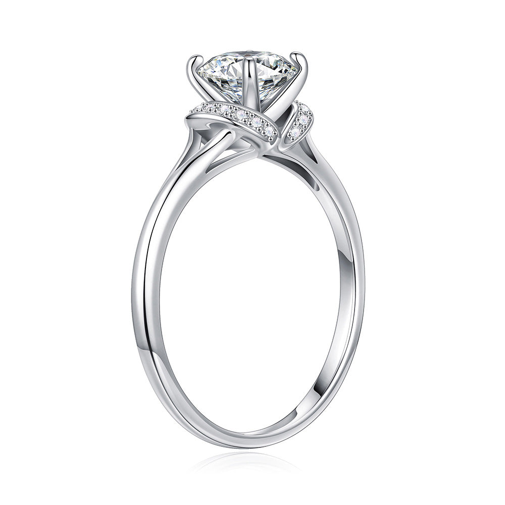 1 CT. Round Halo Style Moissanite Engagement Ring
