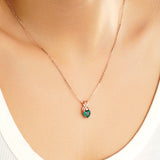 1.16 CT. Solitaire Heart Emerald and White Sapphire Pendant