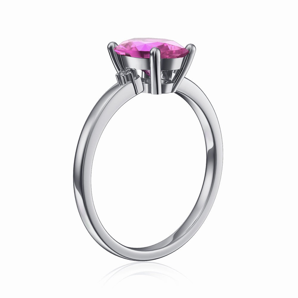 2 CT. Perfect Fit Three Stone Oval Lab Grown Pink Ring