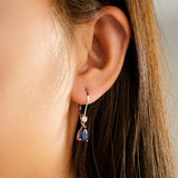1.14 CT. Pear Sapphire Drop Earrings with Diamond