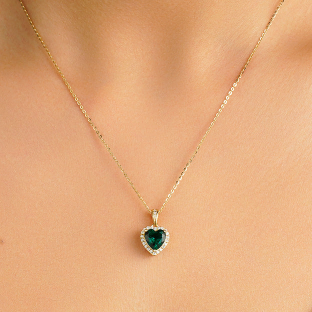 1.68 CT. Heart Emerald and White Sapphire Pendant