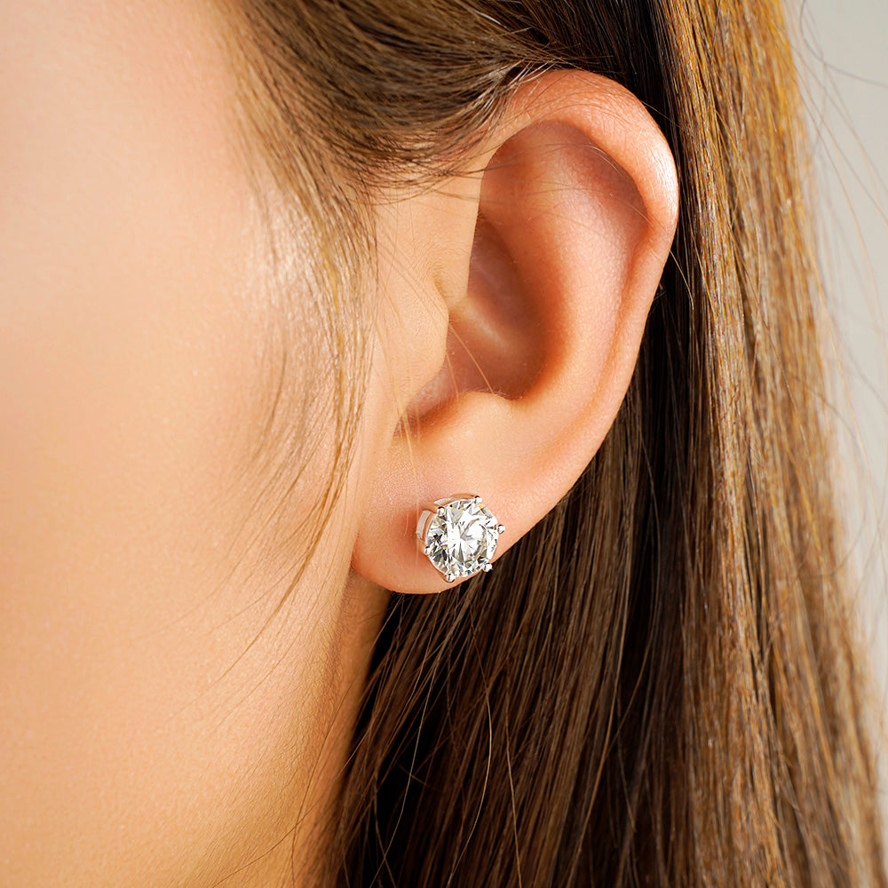 4 ctw Round Moissanite 6-Prong Stud Earrings