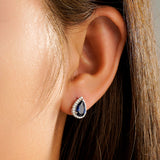 1.17 CT. Pear-Shaped Sapphire Halo Stud Earrings