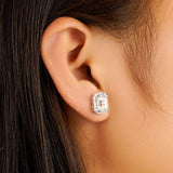 4.14 ctw Emerald Cut Moissanite Halo Stud Earrings