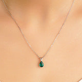 1.5 CT. Pear Shaped Emerald Solitaire Pendant