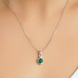 1 CT. Emerald Infinity Heart Pendant with Diamonds