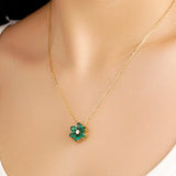3.1 CT. Emerald and White Sapphire Flower Cluster Pendant