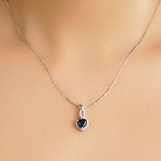 1 CT. Sapphire Infinity Heart Pendant with Diamonds