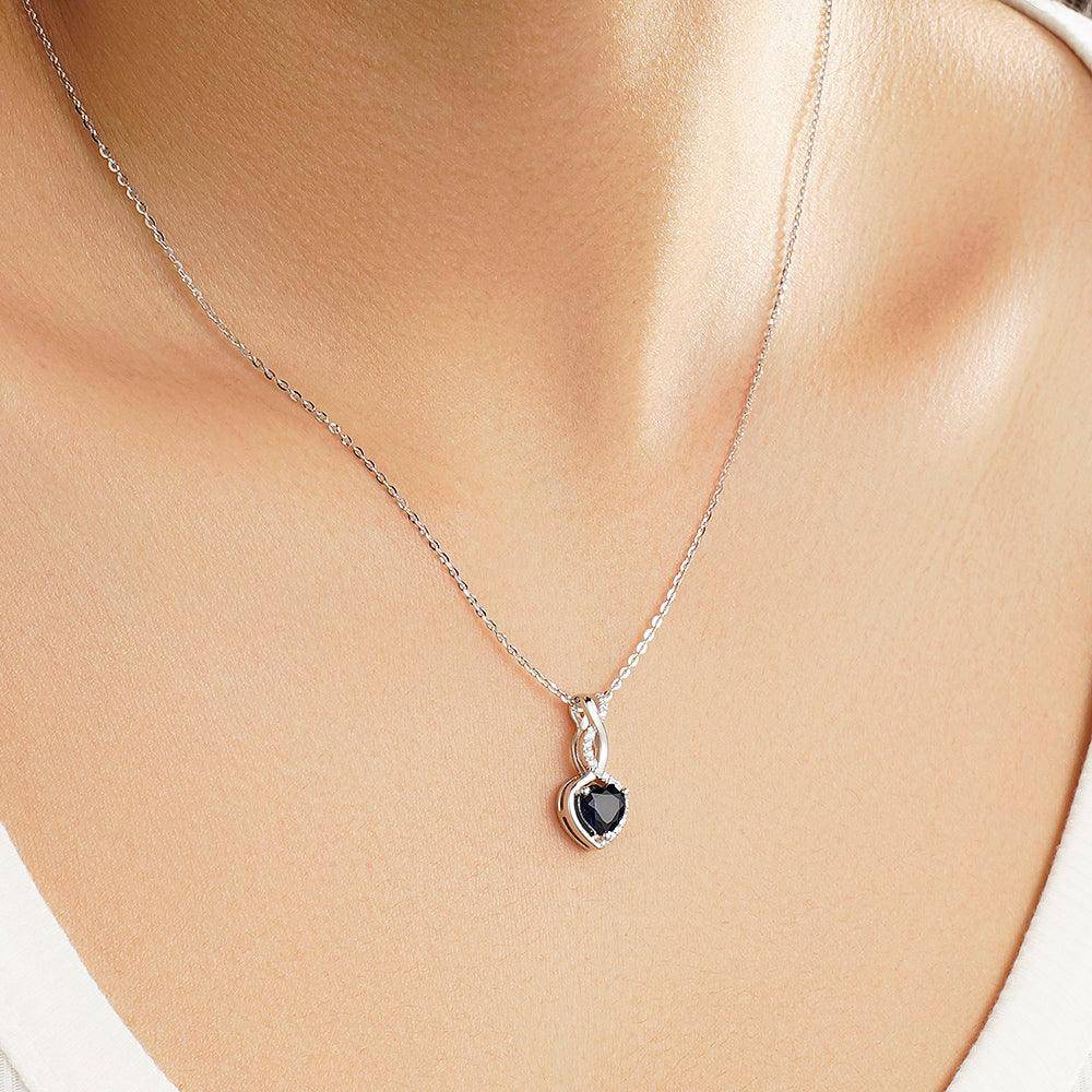 1 CT. Sapphire Infinity Heart Pendant with Diamonds - MSBLUE Jewelry