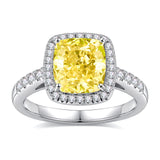 5 CT. Yellow Cushion Halo Gemstone Ring