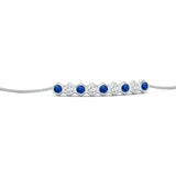 Hexagonal Blue Sapphire and White Sapphire Bolo Bracelet