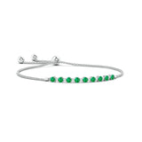 1.37 CT. Emerald and White Sapphire Bolo Tennis Bracelet