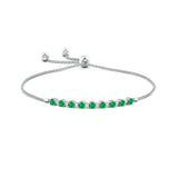 1.37 CT. Emerald and White Sapphire Bolo Tennis Bracelet