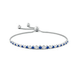 1.78 CT. Bezel-Set Blue Sapphire and White Sapphire Bolo Bracelet