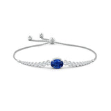 4.13 CT. Oval Blue Sapphire Bolo Bracelet with Bezel White Sapphire