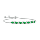 2.92 CT. Oval Emerald Bolo Bracelet with Pavé-Set White Sapphire