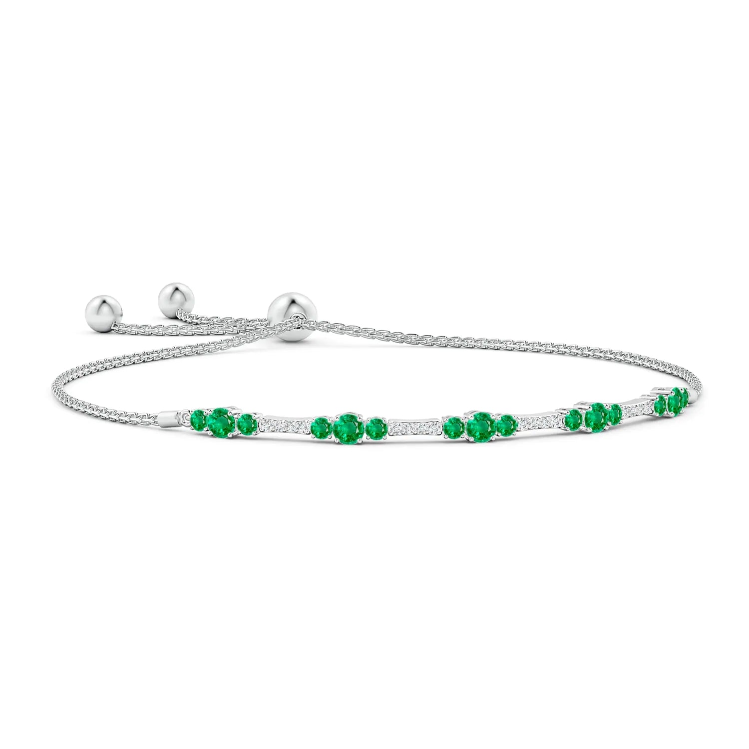 1.52 CT. Emerald and White Sapphire Bolo Bracelet