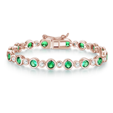 4.24 CT. Bezel-Set Emerald and White Sapphire Tennis Bracelet