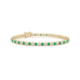 2.96 CT. Classic Round Emerald and White Sapphire Tennis Bracelet