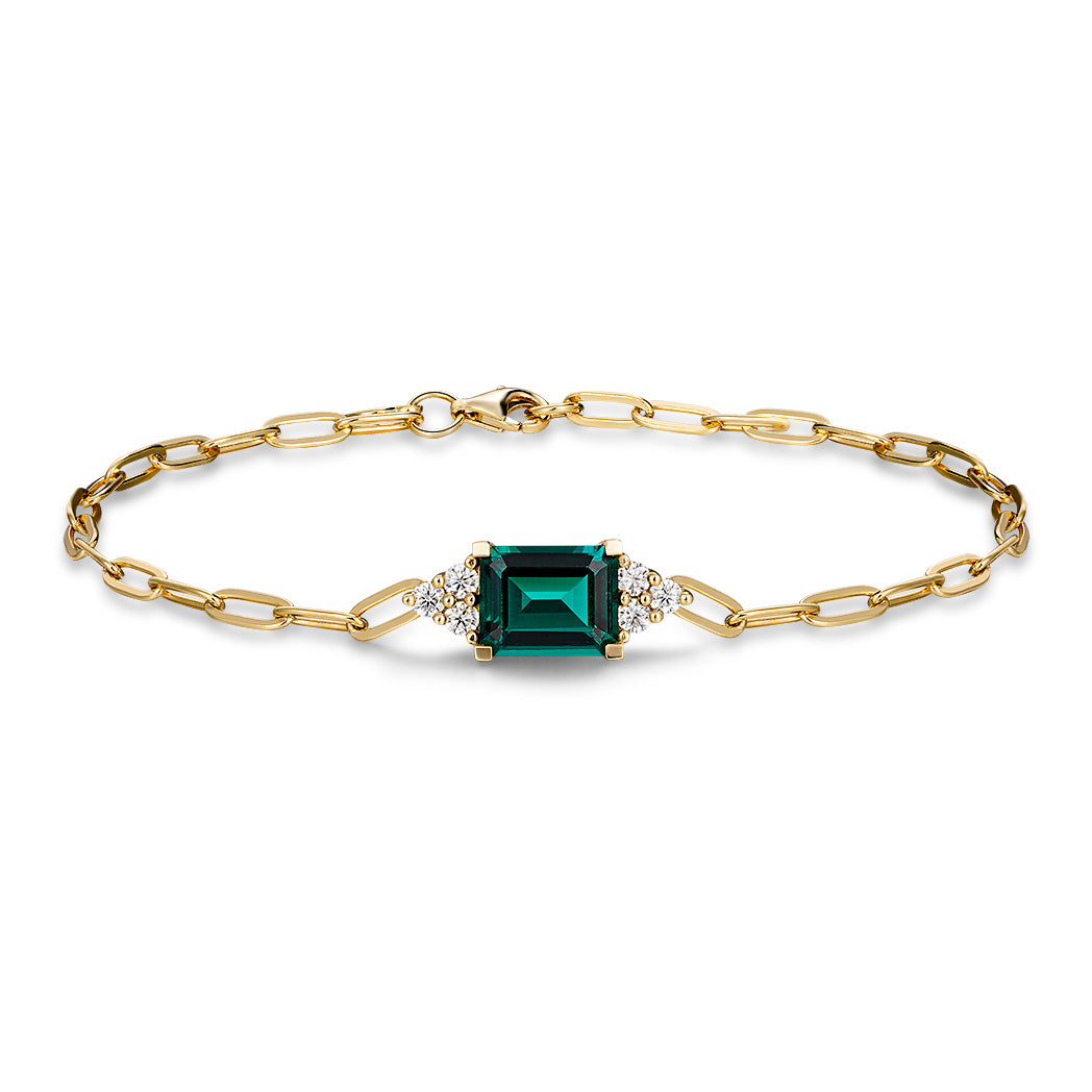 4 CT. Emerald-Cut Emerald Paperclip Bracelet
