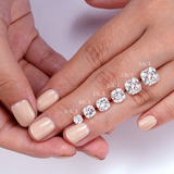 14K White Gold Three-Stone Cushion Cut Moissanite Engagement Ring