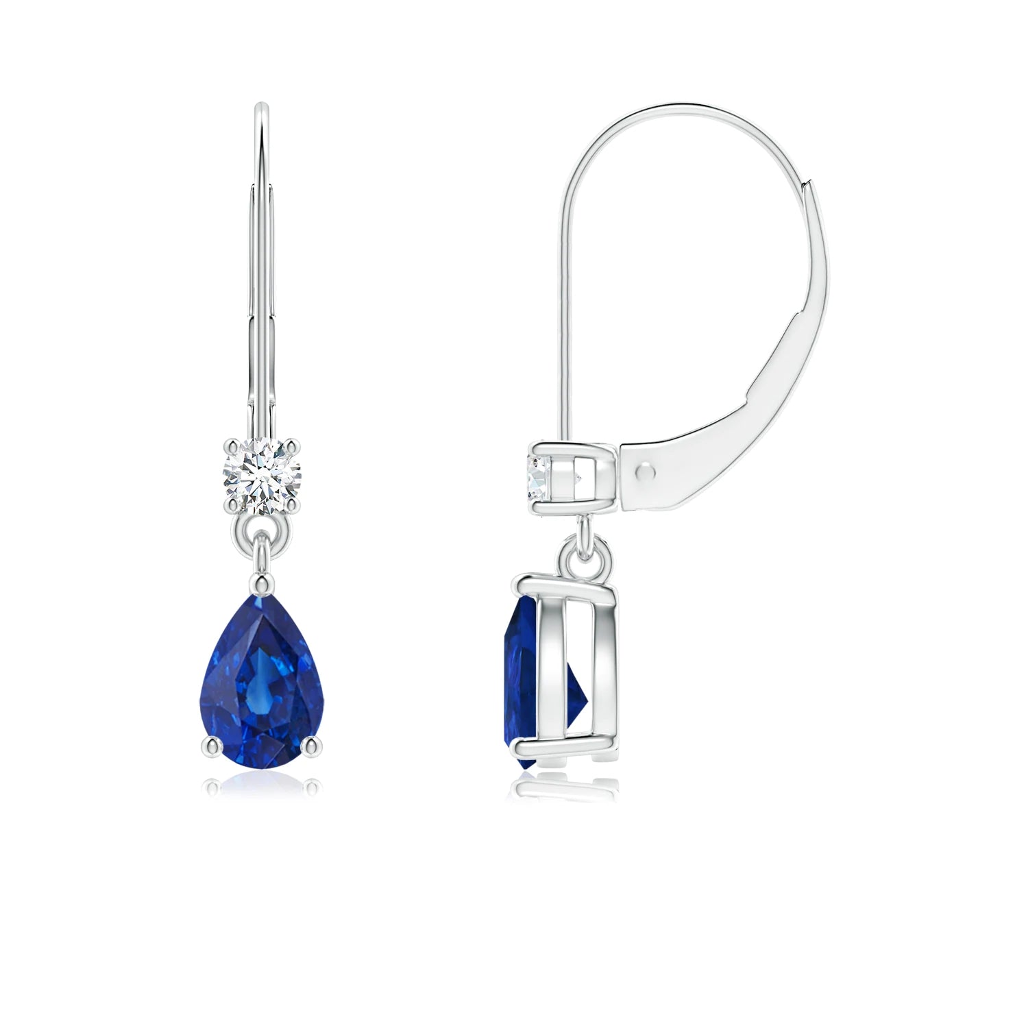 1.14 CT. Pear Sapphire Drop Earrings with Diamond
