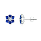 1.4 CT. Six Petal Sapphire Flower Stud Earrings
