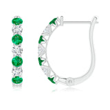 1.5 CT. Emerald and White Sapphire Huggie Hoop Earrings