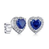 1 CT. Heart Shaped Birthstone Stud Earrings with Halo