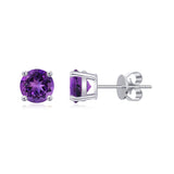 1 CT. Solitaire Round Natural Amethyst Stud Earrings