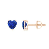 1 CT. Solitaire Heart Shaped Lab-Grown Sapphire Stud Earrings