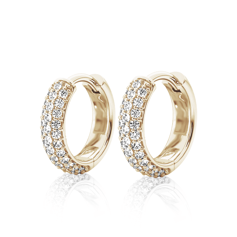 Round Three Row Pave Hoop Earrings Pavé Moissanite Hoop Earrings - MSBLUE Jewelry