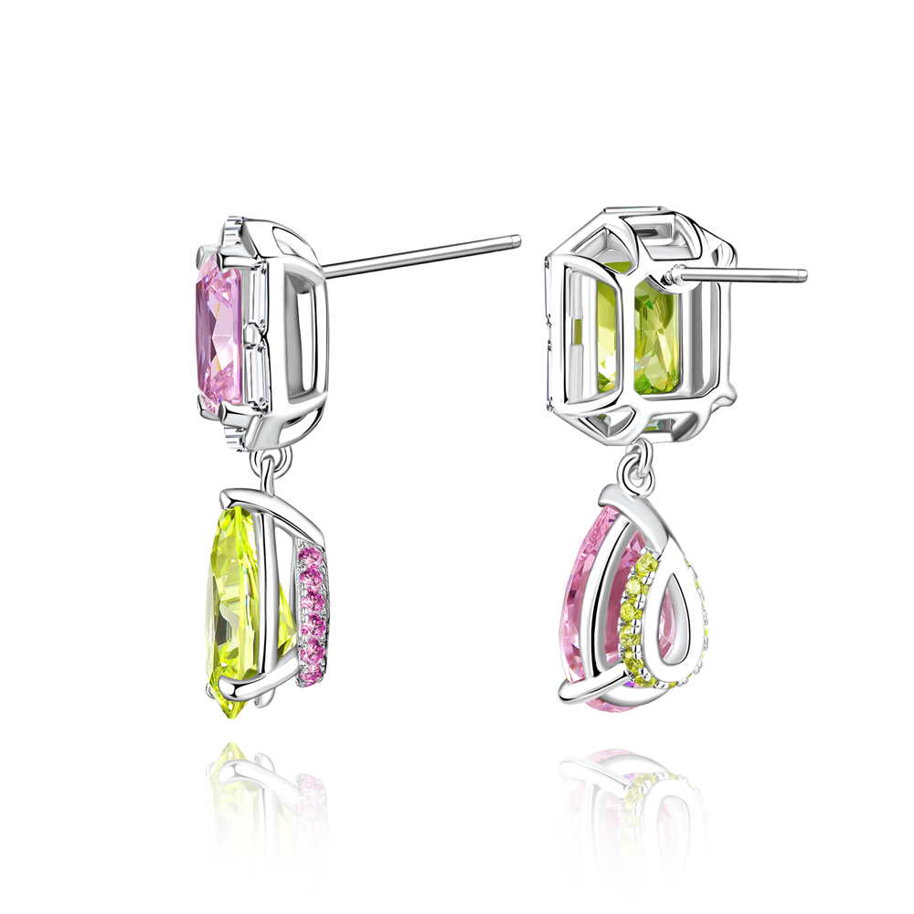 "INTO YOU" - Pink and Apple Green Drop Earrings