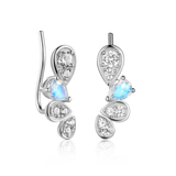 Pear Shaped Moonstone Stud Earrings With White Sapphire