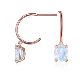 Claw-set Oval Moonstone Huggie Earrings