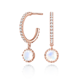 Petite Round Moonstone Huggie Earrings With White Sapphire